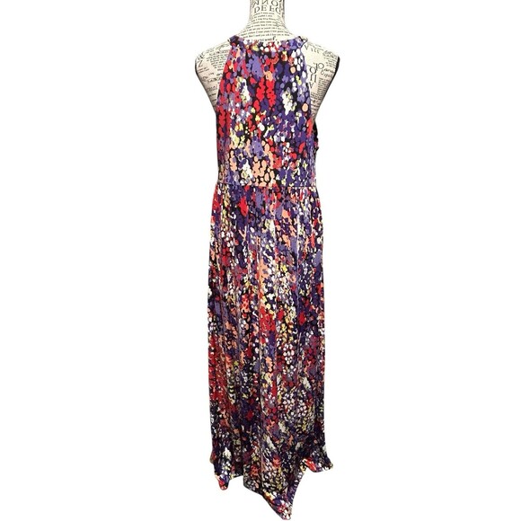 ELLE Watercolor Maxi Dress Halter Neckline Boho Gypsy Festival Lg Whimsical Y2K - Picture 5 of 9